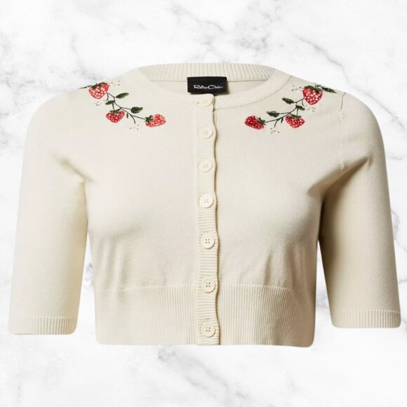 NWT | TORRID Retro Cropped Cardigan Sweater Embroidered NWT Size 1 - Picture 1 of 8